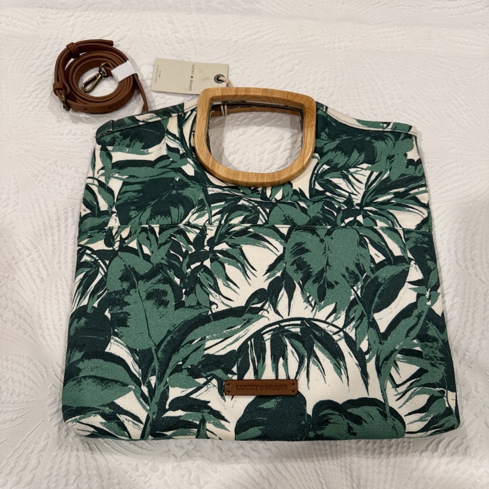 Lucky Brand Riso Wood Handle Clutch White Green